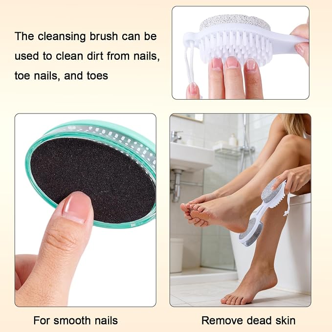 Foot File Callus Remover 5-in-1, Scrubber Brush, Stainless Steel Foot Rasp and - Image 7