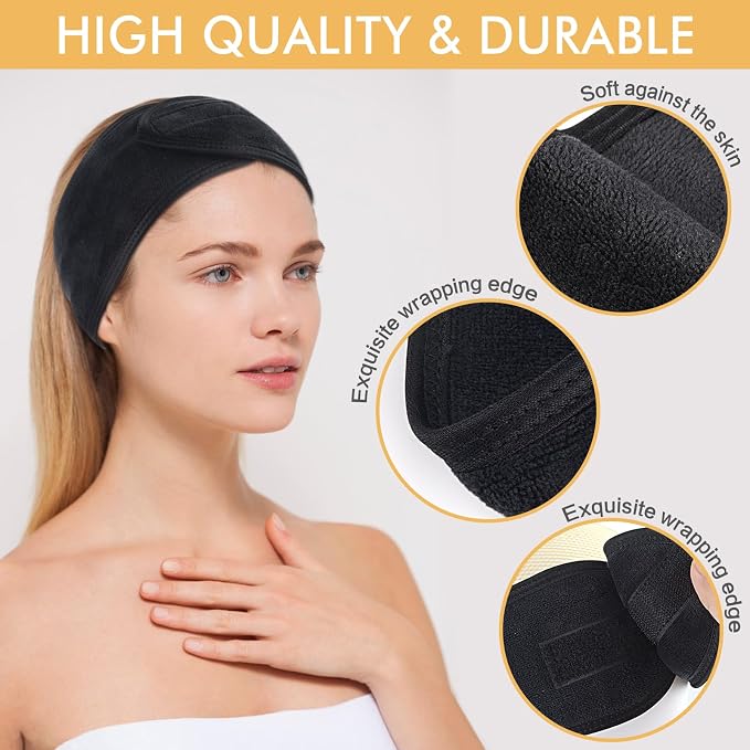 SINLAND Spa Headband for Women Ultra Soft Adjustable Makeup Hair Band - Image 3