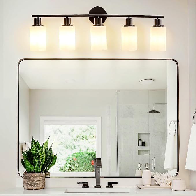 DLLT 5-Light Bathroom Light Fixtures: Black Modern Vanity Lights - Image 5