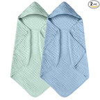 Yoofoss Hooded Baby Towels for Newborn 2 Pack 100% Muslin Organic Cotton Baby by YOOFOSS