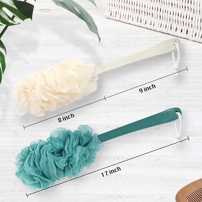 2Pack Back Scrubber for Shower，PIPUHA Loofah Sponge Shower Brush Using Body - Image 6