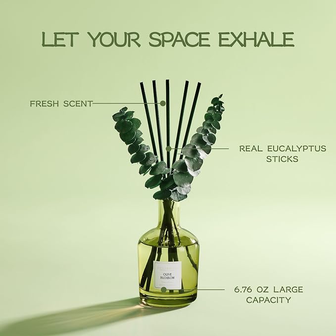 COCORRÍNA Olive Blossom Reed Diffuser – 6.76 oz Essential Oil - Image 2