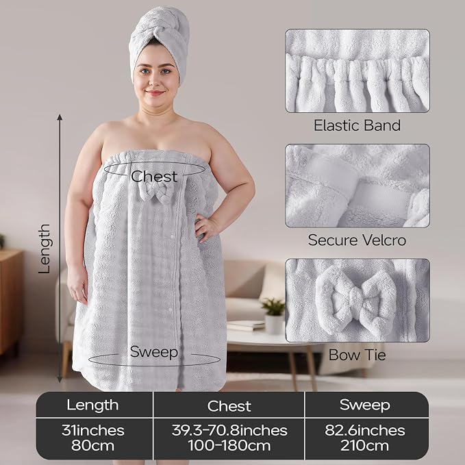 REDKISS Grey Plus Size Towel Wrap - Image 2