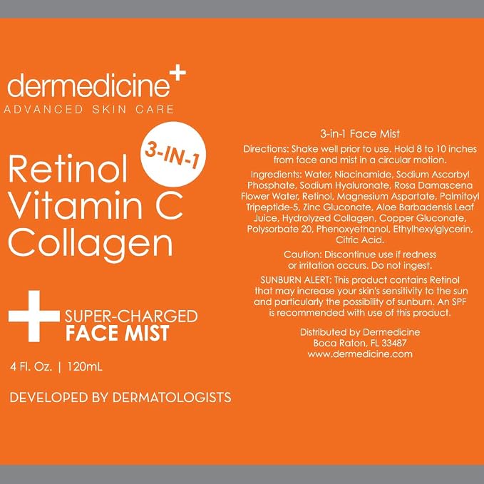 3 in 1 Super-Charged Anti-Aging Face Mist w/Retinol, Vitamin C + Collagen | - Image 6