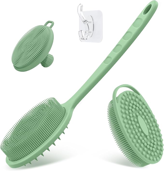 Silicone Back & Body & Face Scrubber Set 3PCS, Gentle Exfoliating Back & Body by GEENOA