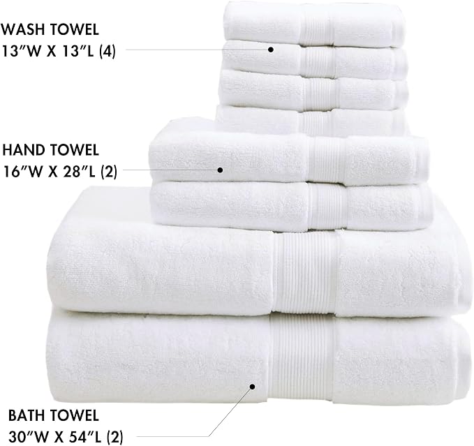 Madison Park 800GSM Bathroom Towel Set of 8 100% Cotton Bath Towel Set - Image 4