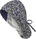Satin Lined Scrub Caps with Buttons & Sweathand, Surgical Caps by Yuest