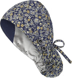 Satin Lined Scrub Caps with Buttons & Sweathand, Surgical Caps by Yuest