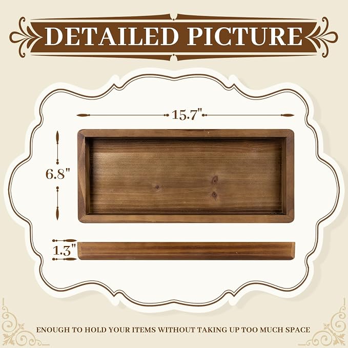 MAONAME Bathroom Vanity Tray, Rustic Long Narrow Tray, Rectangle Farmhouse Wood - Image 2