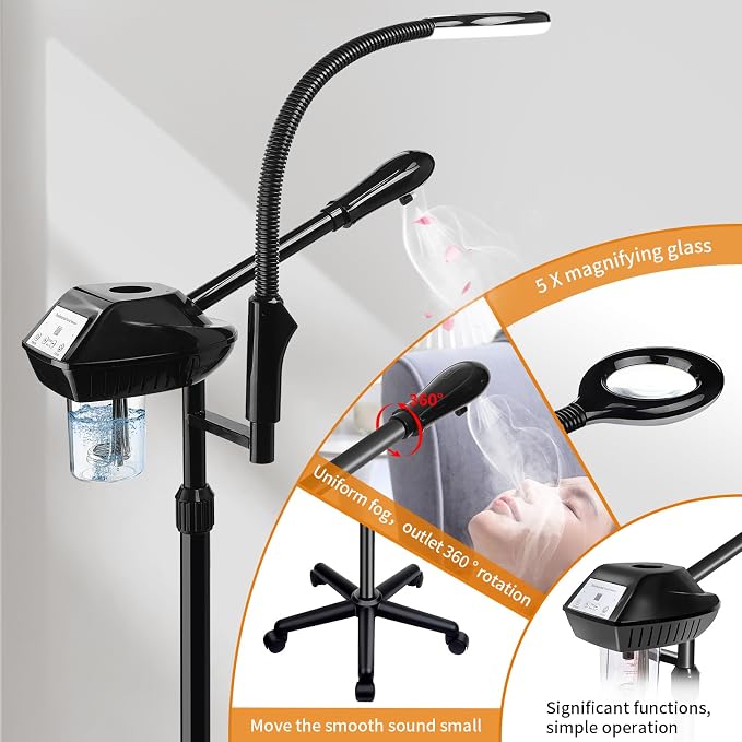 Retain Time Facial Steamer for Ozone Humidifier Atomizer Attach 5× Magnifier - Image 2