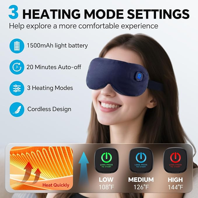Cordless Heated Eye Mask for Dry Eyes Relief, - Image 2