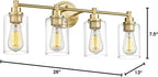 FEMILA Vanity Lights for Bathroom, Modern 4-Light Gold Bathroom Light Fixture - Image 8