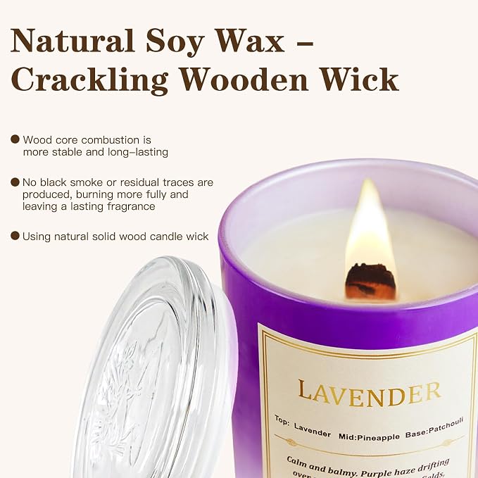 Scented Candles for Home, 2 Pack Wood Wick Soy Wax Scented Candles - Image 6