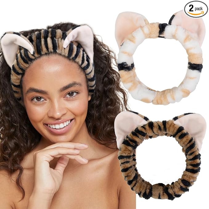 TEBIEKOY Plush Cat Ears Spa Headband by TEBIEKOY