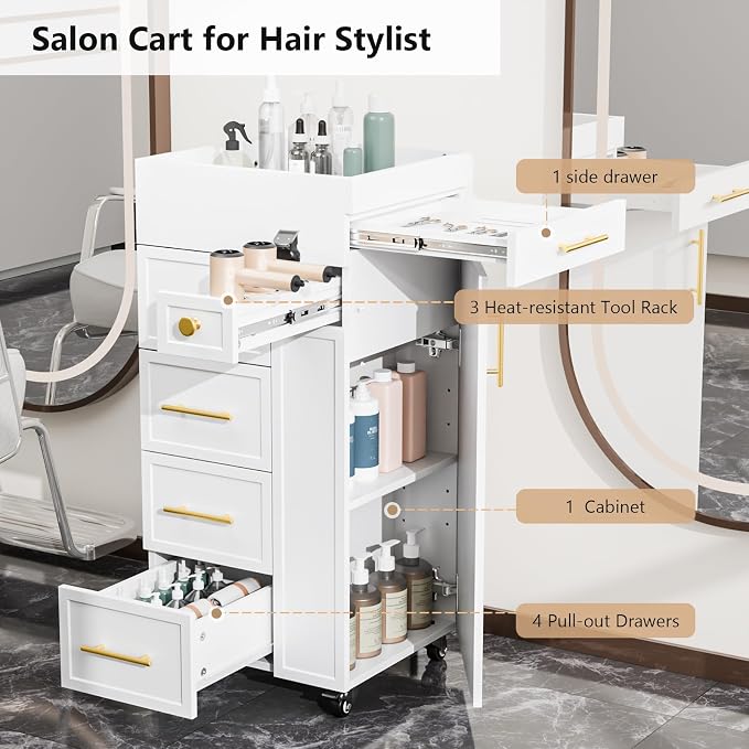 OmySalon Salon Trolley Cart, Hair Styling Station - Image 2