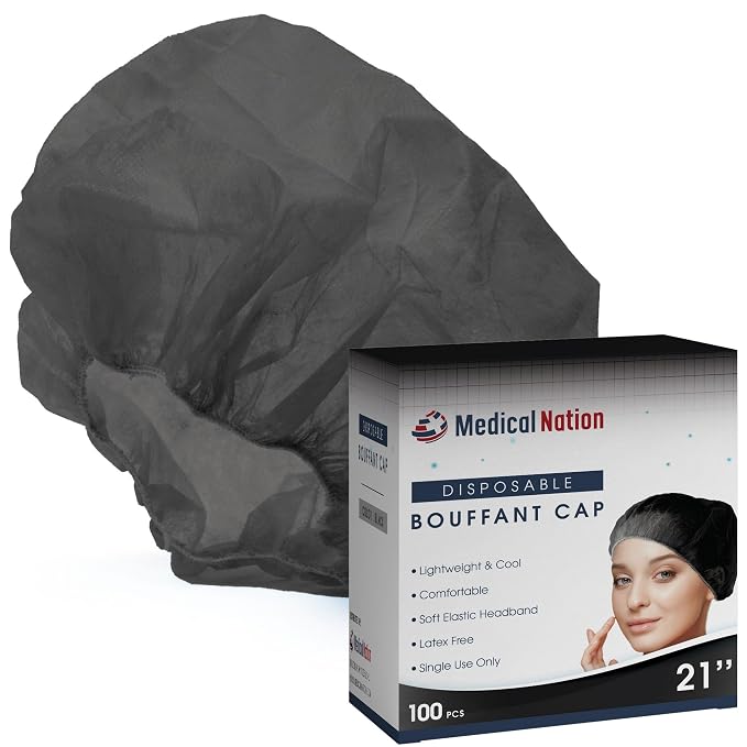 Medical Nation 21" Hair Net Disposable Bouffant Caps |Pack of 100, Non-Pleated - Image 6