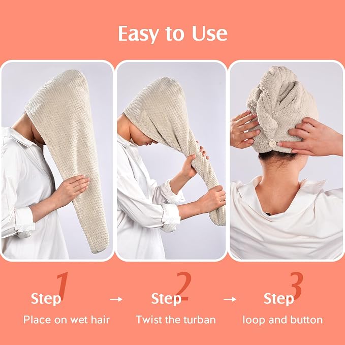 YFONG 2 Pack Microfiber Hair Towel Wrap - Image 6