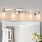 5-Light Modern Vanity Light Fixtures Over Mirror, Brushed Nickel Bathroom Light by Esfos