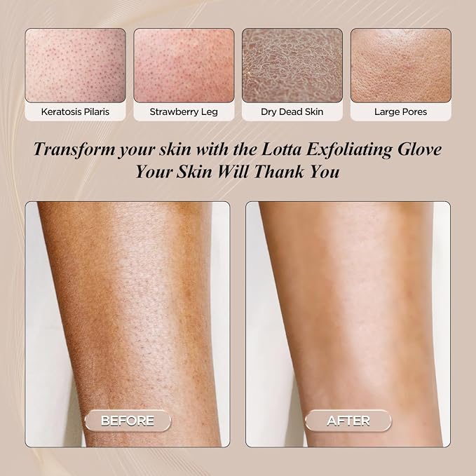 LOTTA Exfoliating Gloves for Dead Skin Removal & Skin Cell Renewal, Vegan - Image 4