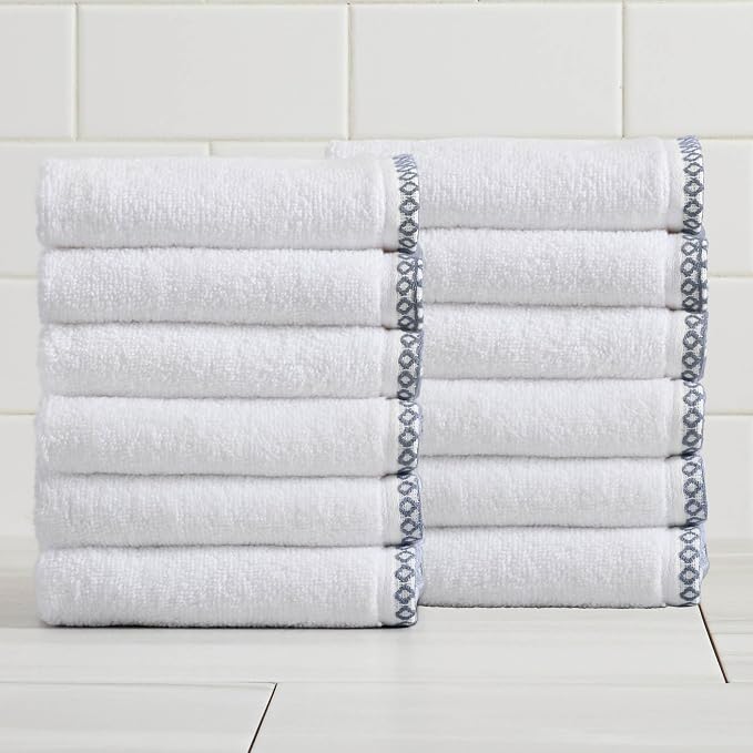 Great Bay Home Blue/White Washcloth Set by GreatBayHome