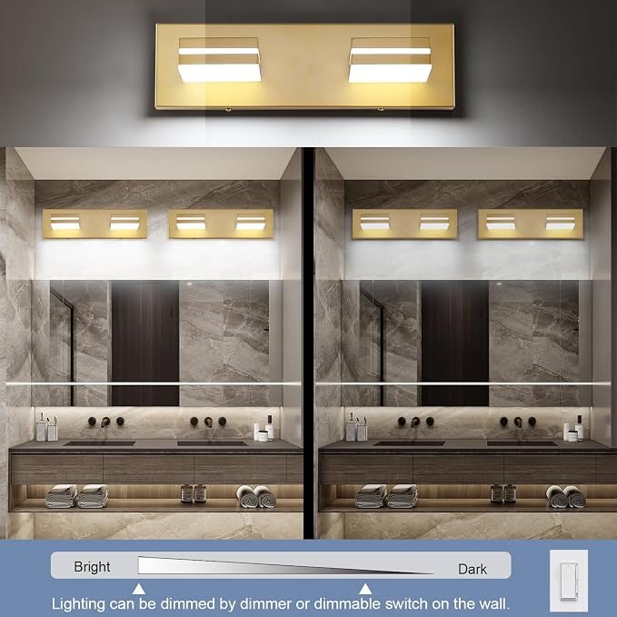 SineRise LED Modern Bathroom Vanity Light Fixtures, Matte Gold Modern Acrylic - Image 5