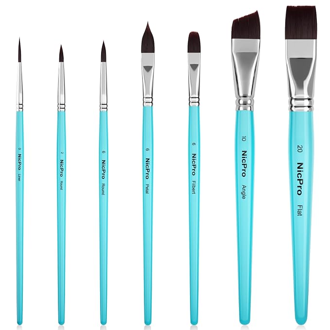 Nicpro Face Paint Brush Set, Synthetic Nylon Hair Makeup Paintbrush Kit by Nicpro
