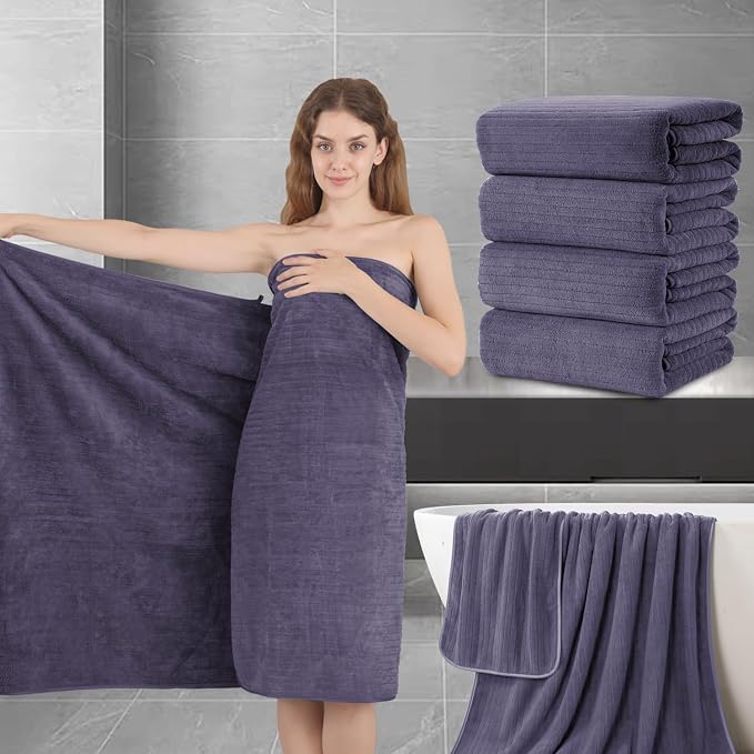Extra Large Bath Sheet Set of 4, Ultra Soft Fluffy Towel, 35”x 70”Oversized by JessyHome