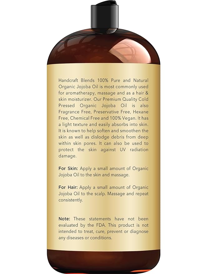 Handcraft Blends USDA Organic Jojoba Oil | Cold-Pressed | 28 Fl Oz | 100% Pure - Image 2
