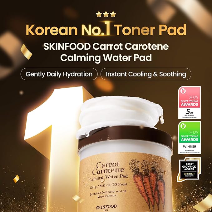 SKINFOOD Carrot Toner Pads, Instant Cooling & Redness Relief, After Sun Care - Image 2