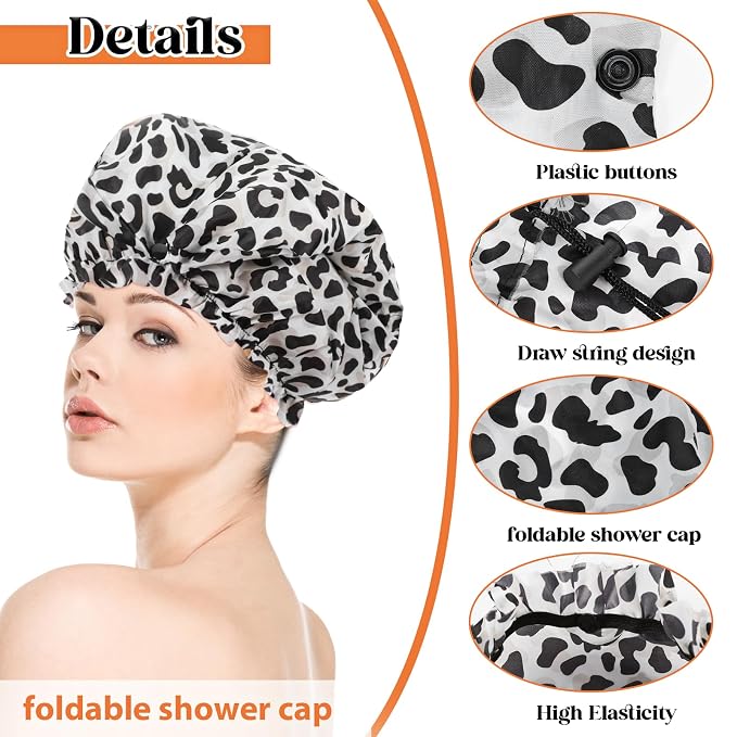 2 Pcs Large Shower Cap for Braids, Extra Long Shower Cap for Women Long Hair & - Image 3
