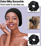 Sleep Cap Bonnet for Sleeping Black Women, Adjustable Cooling Ice Silk Lined - Image 6
