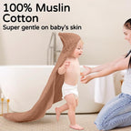 Yoofoss Hooded Baby Towels for Newborn 2 Pack 100% Muslin Organic Cotton Baby - Image 2