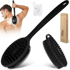 Silicone Back & Body Scrubber Set 2PCS, 13.4'' Gentle Exfoliating Back Scrubber by GEENOA