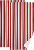 Abstract Red and White Striped Hand Towels by Unknown