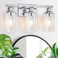 3 Light Vanity Light Fixtures, Polished Chrome Bathroom Wall Sconces, Modern by Apenath