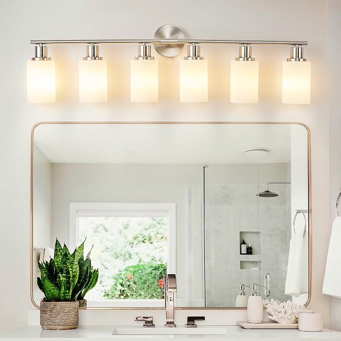 DLLT 6-Light Bathroom Light Fixtures: Nickel Modern Vanity Lights - Image 5