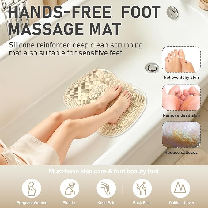 XL Shower Foot Scrubber Mat, Silicone Feet Massage Scrubber in Shower Clean - Image 5