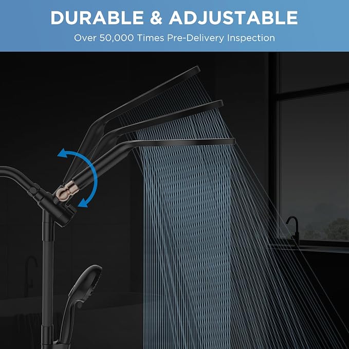 MakeFit Dual Handheld Shower Head Combo, 2-in-1 Rain Shower Heads System 8 Inch - Image 2