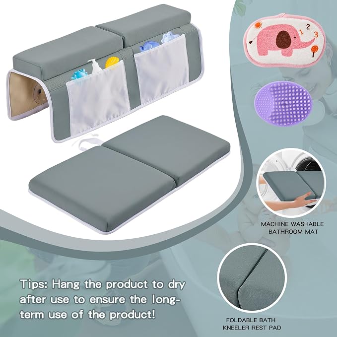 Baby Bath Kneeler and Elbow Rest Pad Set, Bath Kneeling Pad Thick Soft Quick - Image 7