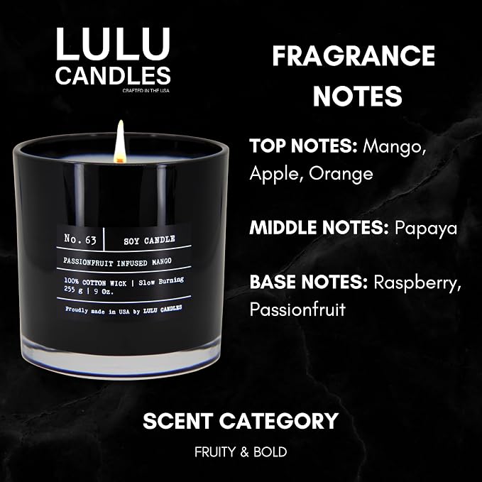 Lulu Candles | Passionfruit Infused Mango | Highly Scented Premium Candles in - Image 2