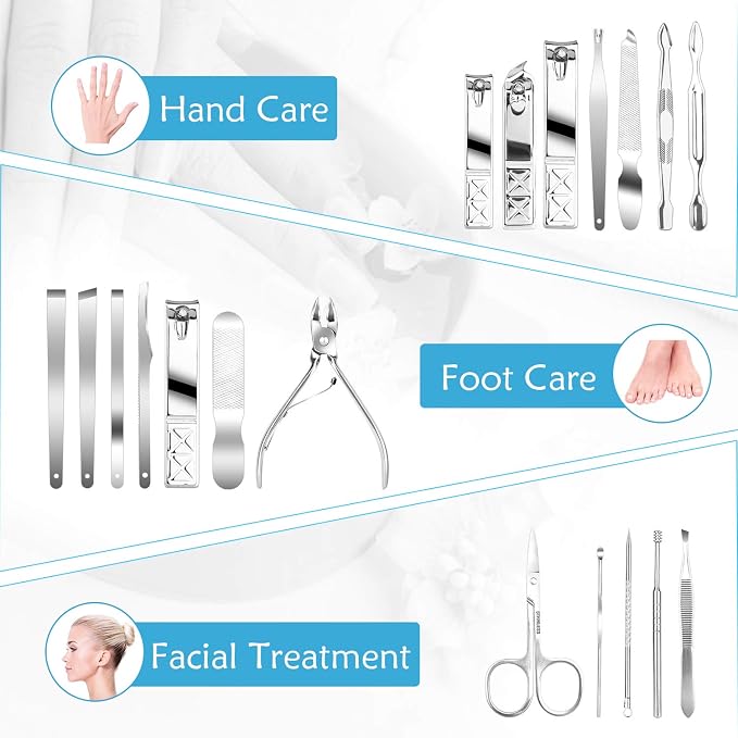 Teamkio 18pcs Manicure Set Pedicure Nail Clippers Set Travel Hygiene Kit - Image 3