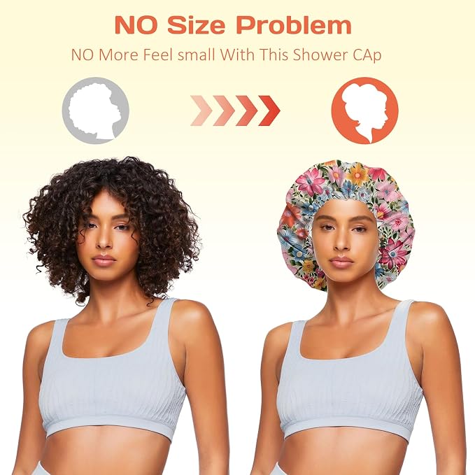 Shower Cap Reusable Double Layer Adjustable Elastic Waterproof EVA Hair Bath - Image 5