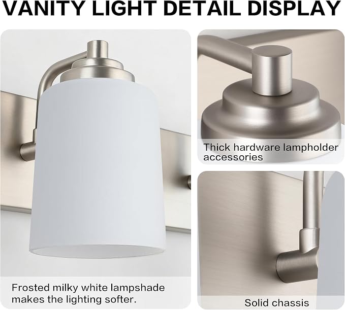 SOLFART Modern Brushed Nickel 3 Light Vanity Sconces - Image 3