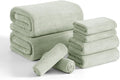 8 Piece Bath Towel Set Green|2 Oversized Large Bath Sheet, 2 Hand Towels by JessyHome