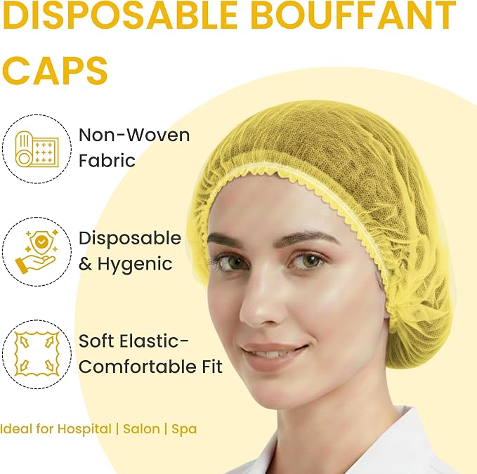 Disposable Bouffant Caps 21 Inch Non Woven Hair Net Elastic Head Cover - Image 6