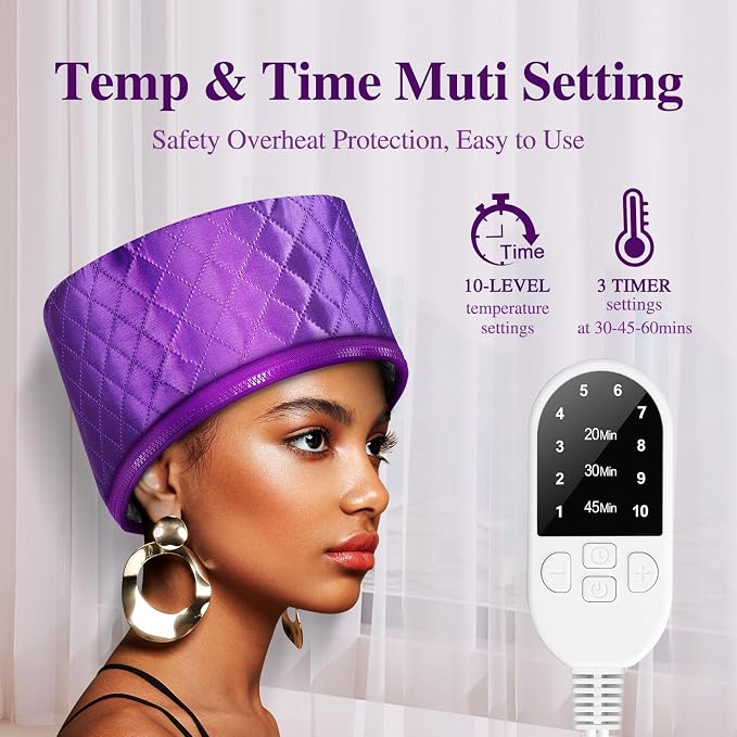 Thermal Steam Cap for Natural Hair Treatment: 10-Level Heating Cap for Deep - Image 4
