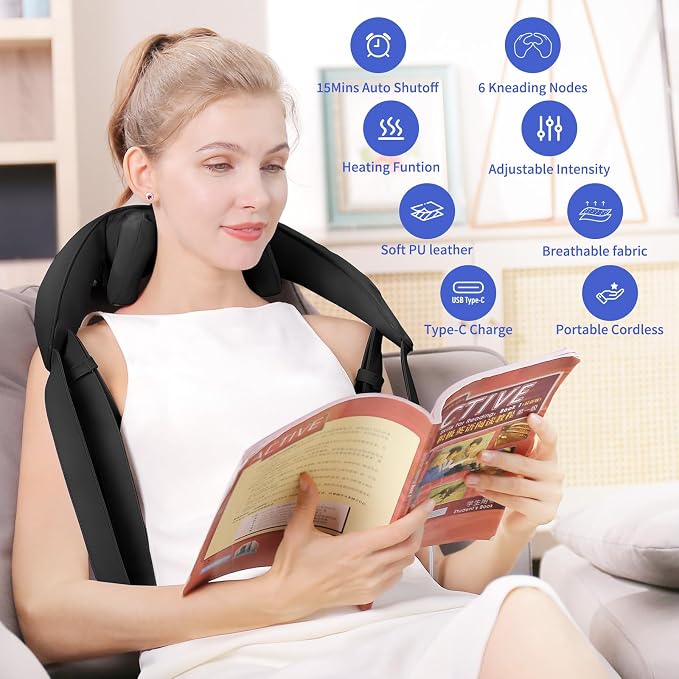 Shiatsu Neck Massager for Pain Relief Deep Tissue, Cordless Shoulder and Back - Image 9