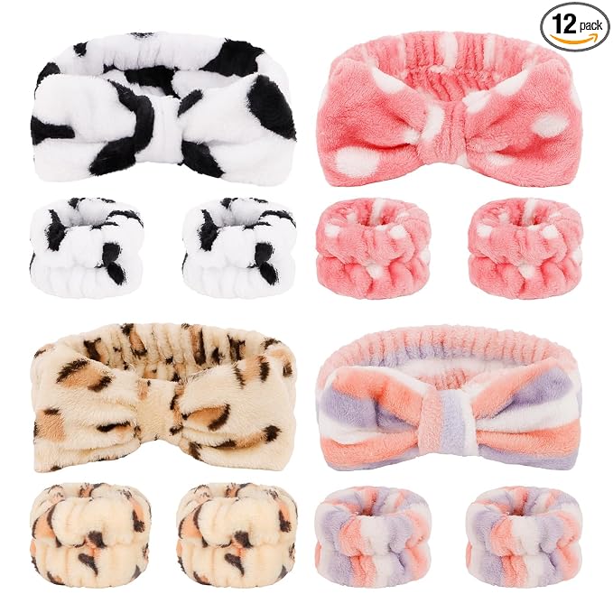 CIEHER 12 PCS Makeup Headband for Women Wrist Washband Scrunchies Cuffs for by CIEHER