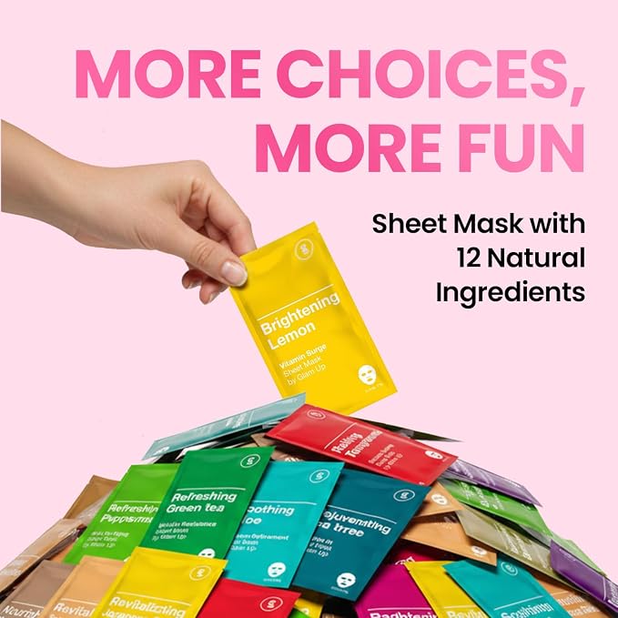 GLAM UP Korean Facial Sheet Mask 12 Combo Pack | Hydrating & Moisturizing Face - Image 8