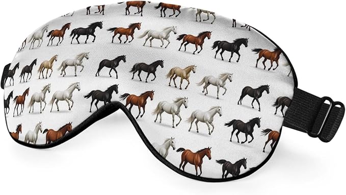 Silk Brown White Horse Eye Mask Animal Design, Adjustable Strap by Unknown